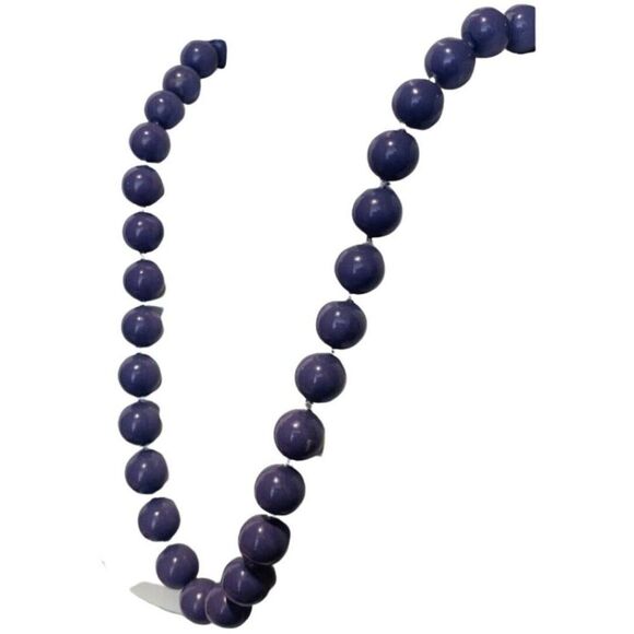 Vintage Periwinkle Purple Double Knot Single strand Classic Necklace 44” Heavy - Picture 7 of 11